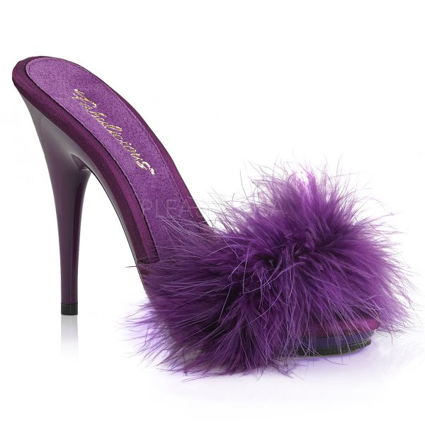 High Heel Plateau Pantolette POISE-501F Marabufedern lila | Fashion  Unlimited